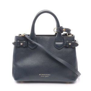 Burberry Banner House Check Handbag Navy Blue Brown Multicolor